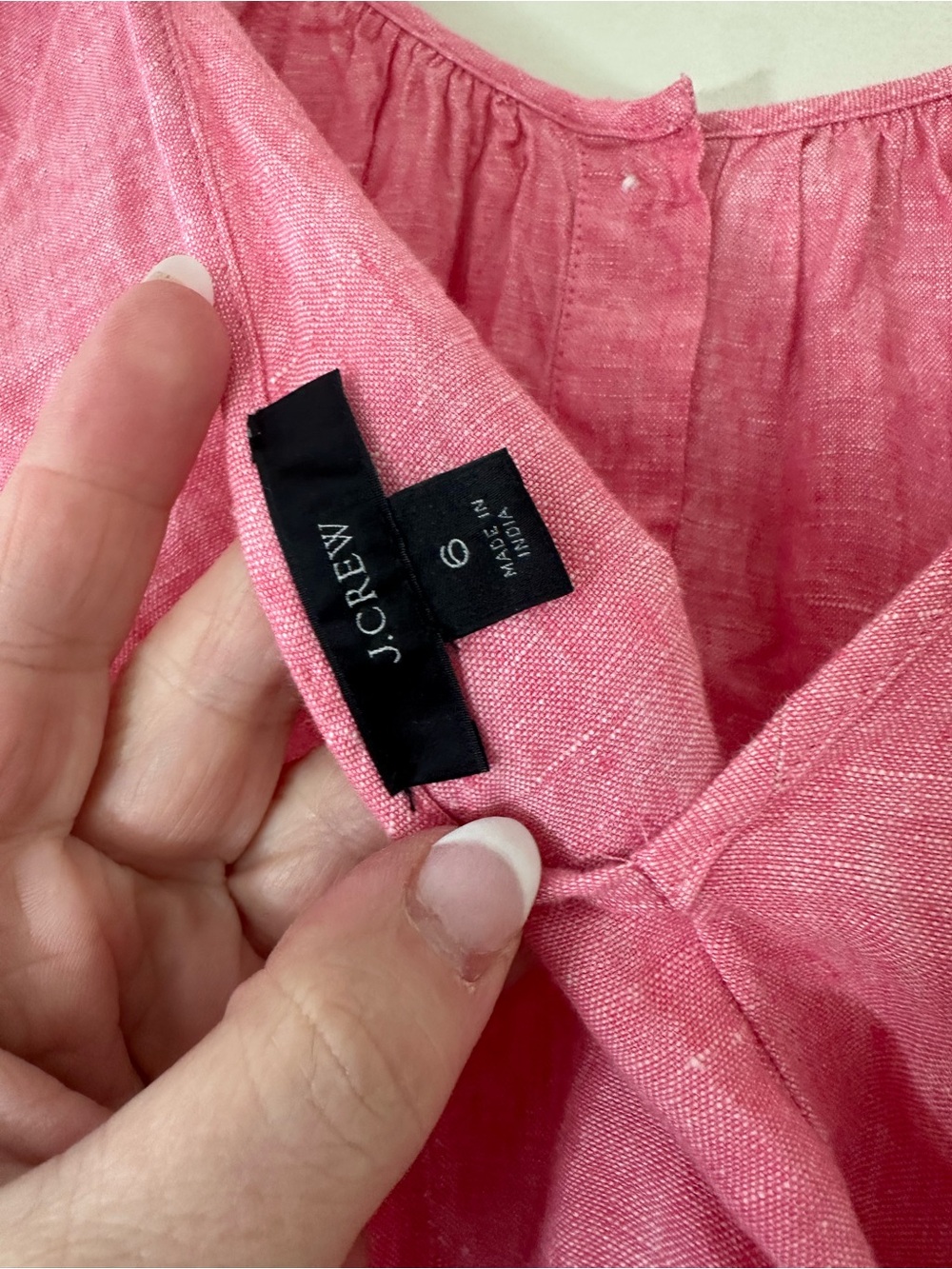 J. Crew Pink Linen Tie-Back Puff Sleeve Blouse - Picture 4 of 4